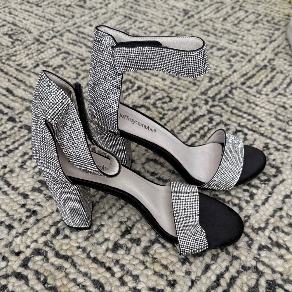Jeffrey Campbell Lindsay Black Rhinestone Heels